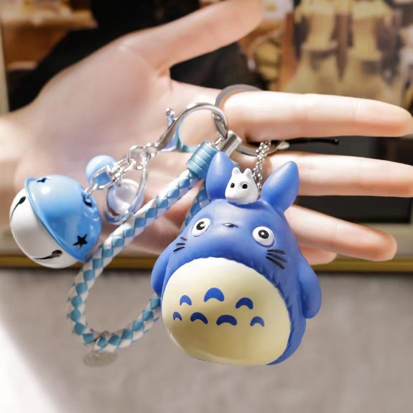Simpatico portachiavi con animali Totoro in pelliccia, portachiavi da uomo o da donna, portachiavi da donna, portachiavi in metallo, borsa per auto, ciondolo con ciondolo