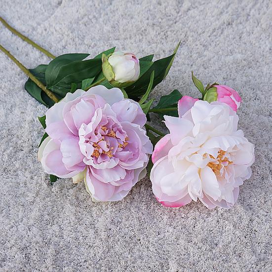 1Pc  Artificial Flower Realistic Easy Care 2-head No Fade Peony Fake Flower for Wedding