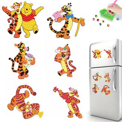 6pcs/Set The Tiger and The Bear Diamond Painting Magnets for Refrigerator Diamond Art Fridge Magnets for Adults Diamond Art Refrigerator Magnets Kits