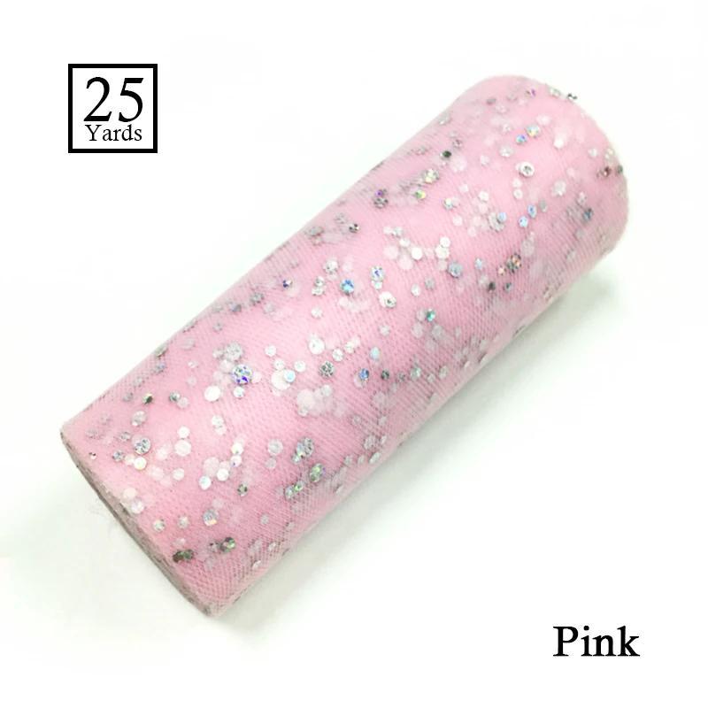 25 Yards 15cm Glitter Sequin Tulle Roll Fabric Wedding Decoration Organza Laser DIY Crafts Birthday Party Supplies