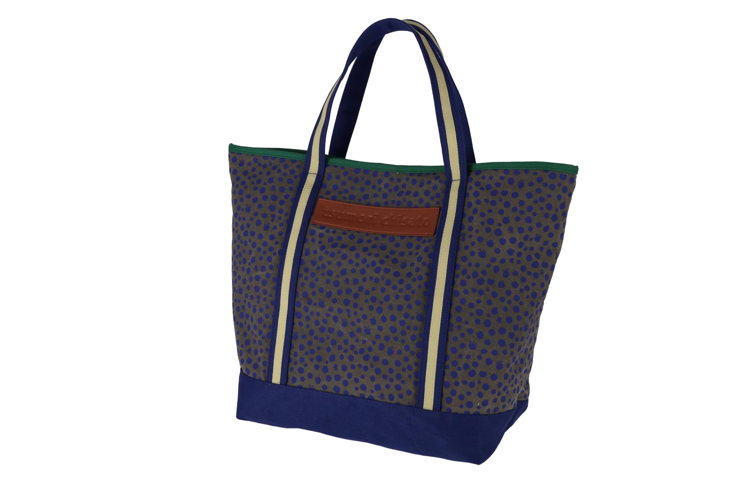 Хлопковая сумка-тоут в горошек Tsumori Chisato, большая, темно-синяя