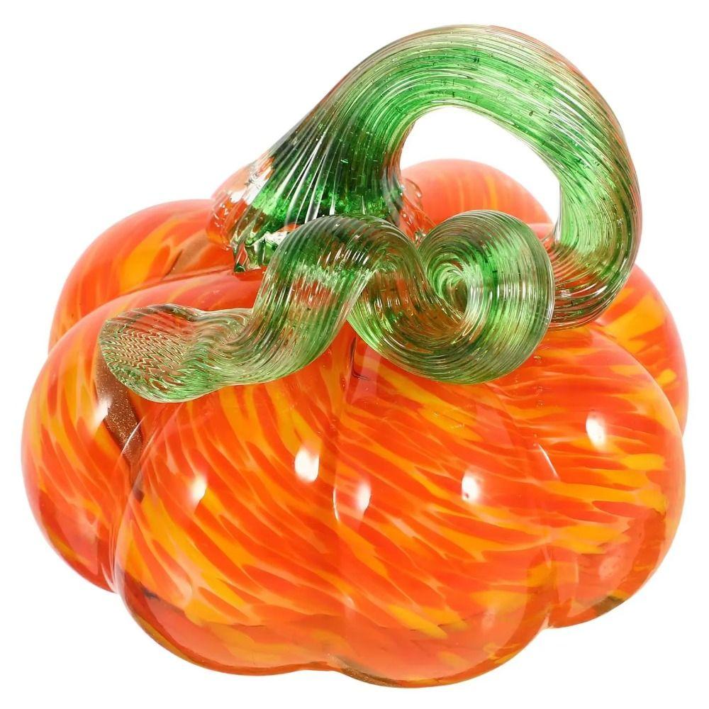 Paperweight Color Crystal Pumpkin Figurine Decorative Desktop Pumpkin Sculpture  Fall