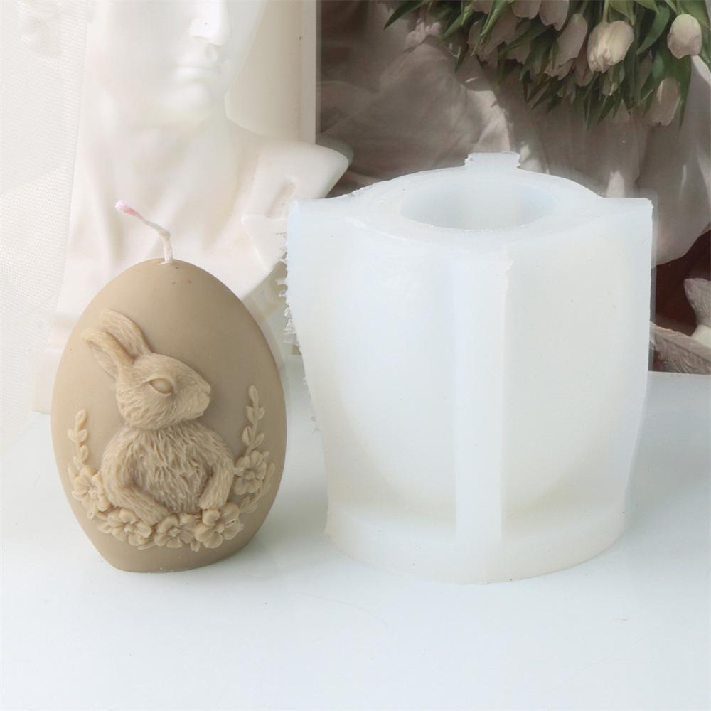 3D Easter Egg Bunny Candle Silicone Mold DIY Rabbit Decoration Plaster Drop Glue Mold Handmade Soap Aromatherapy Handmade Gifts