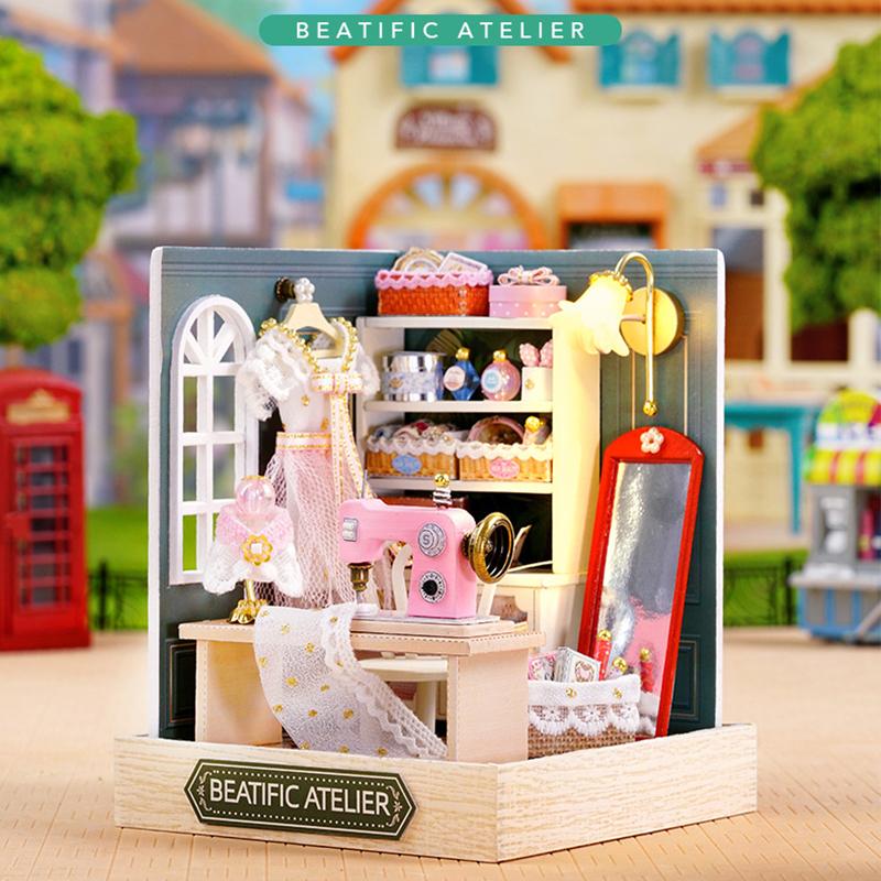 Mini Miniature Doll House DIY Small House Kit Making Room Toys Home Bedroom Decorations With Furniture Wooden Craft DollHouses