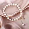 Girls Simple Charms Crystal Women Temperament Pearl Bangles Beads Whale Fishtail Bracelets Pendant