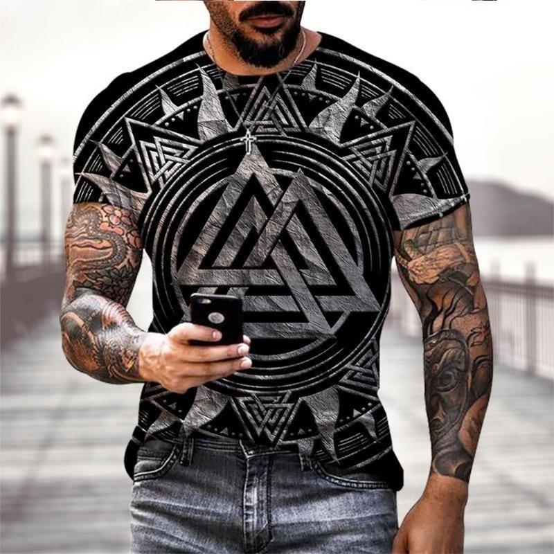 Viking Tattoo 3D-Druck T-Shirt Herrenmode Street Hip Hop Viking Muster Kurzarm Tops Lustiges Frauen Kinder T-Shirt Sommer