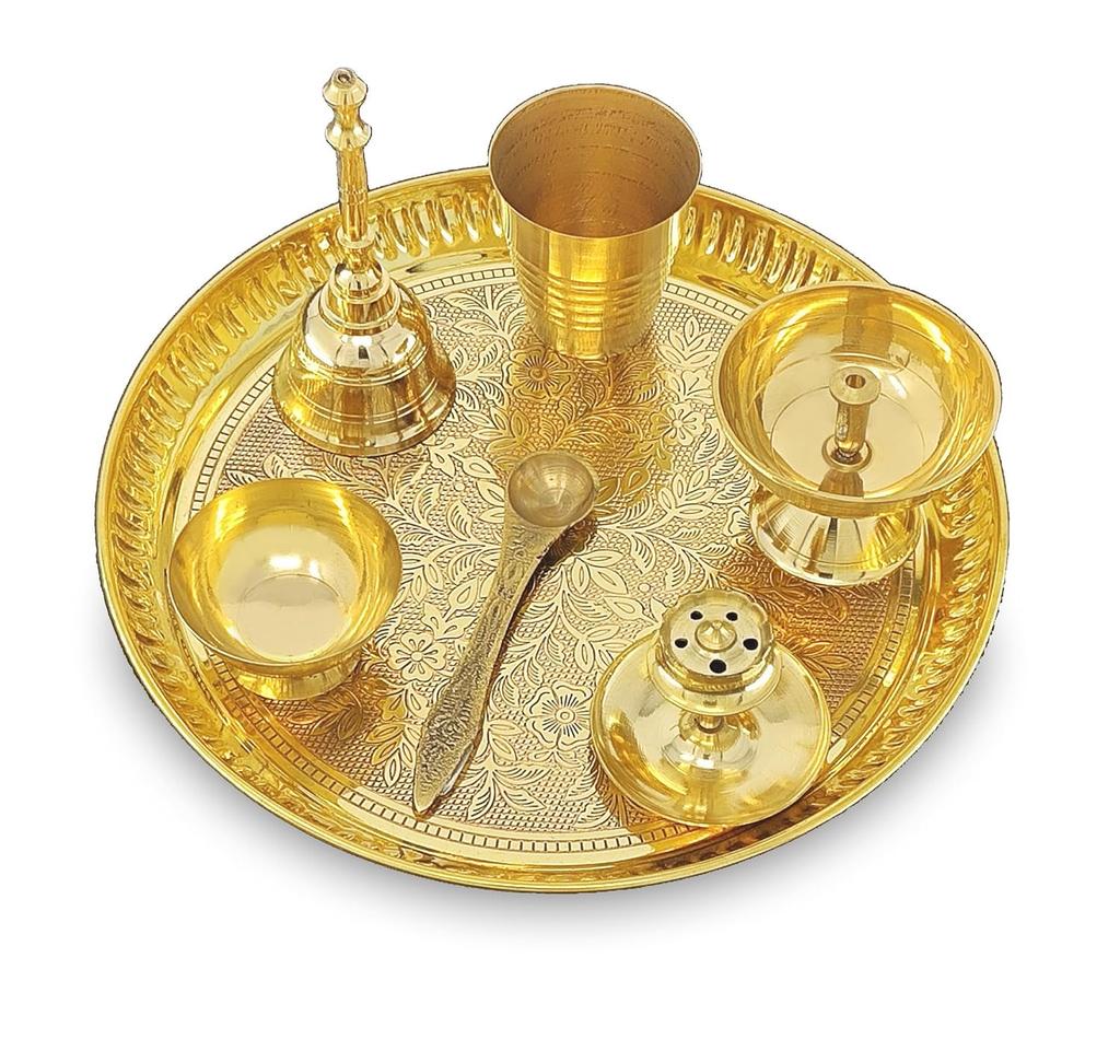 Brass Pooja Thali Set 20.32CM