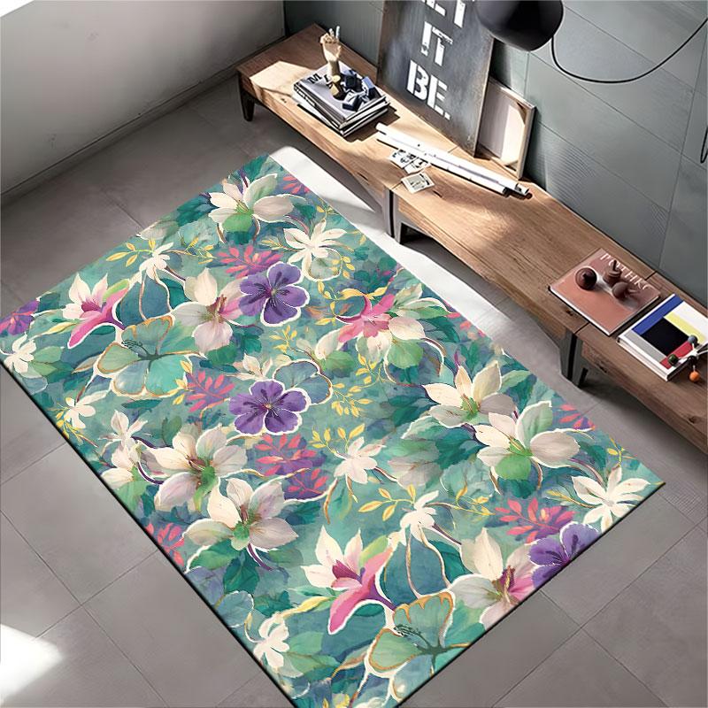 Floral Watercolor Pattern Carpet Suitable As a Non-slip Mat for the Living Room or Bedroom Sofa