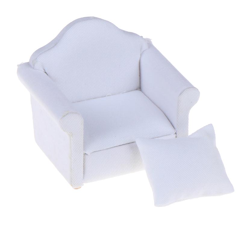 1/12 Dollhouse Miniature White Sofa With Back Cushion Doll House Accessories
