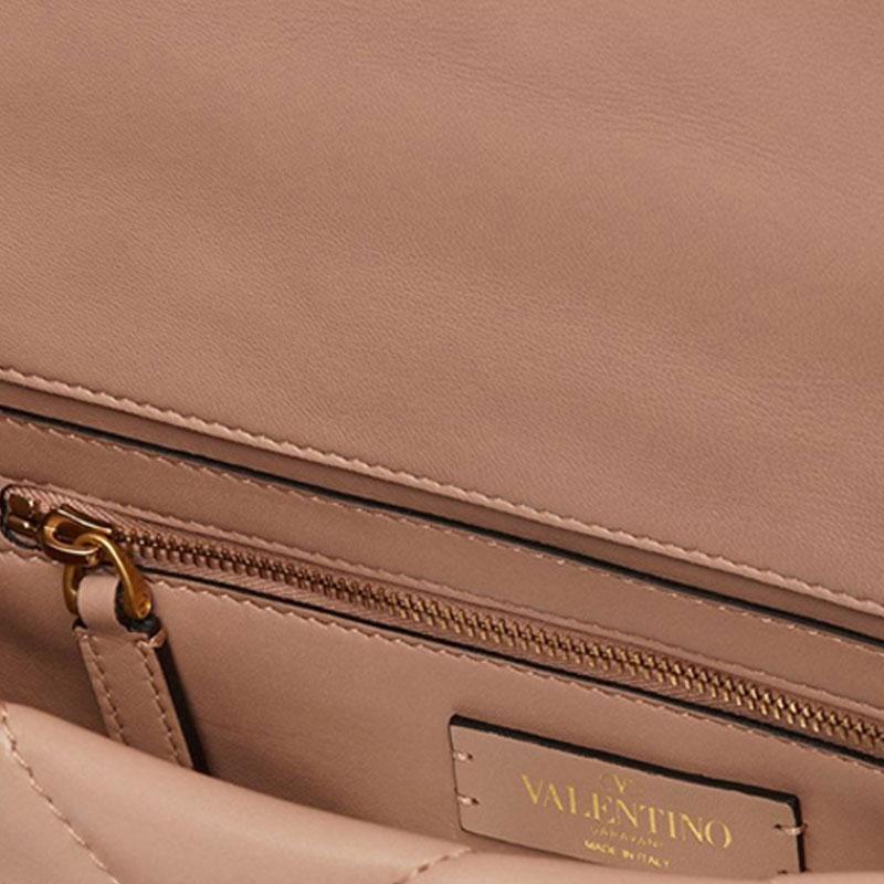 Valentino Roman Stud Quilted Diamond Pattern Lambskin Handheld Shoulder Crossbody Bag Medium Women Bags Cinnamon-Pink WW2B0I82BSFGF9