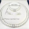 3pcs Imitation Pearl Ball Necklace Bracelet Earring Stud Jewelry Set Silver Color Crystal Stone Elegant Bridal Jewelry Gift