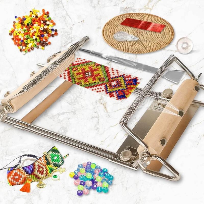 Beading Loom Jewelry Making Tool Bead Weaving Kit  Lightweight Knitting Machine for Creating Bracelets and Necklaces