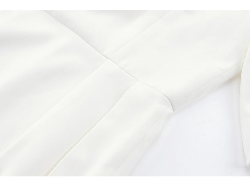 2020 French Socialite Style Square Neck Puff Sleeve High Waist Slimming White Evening Dress