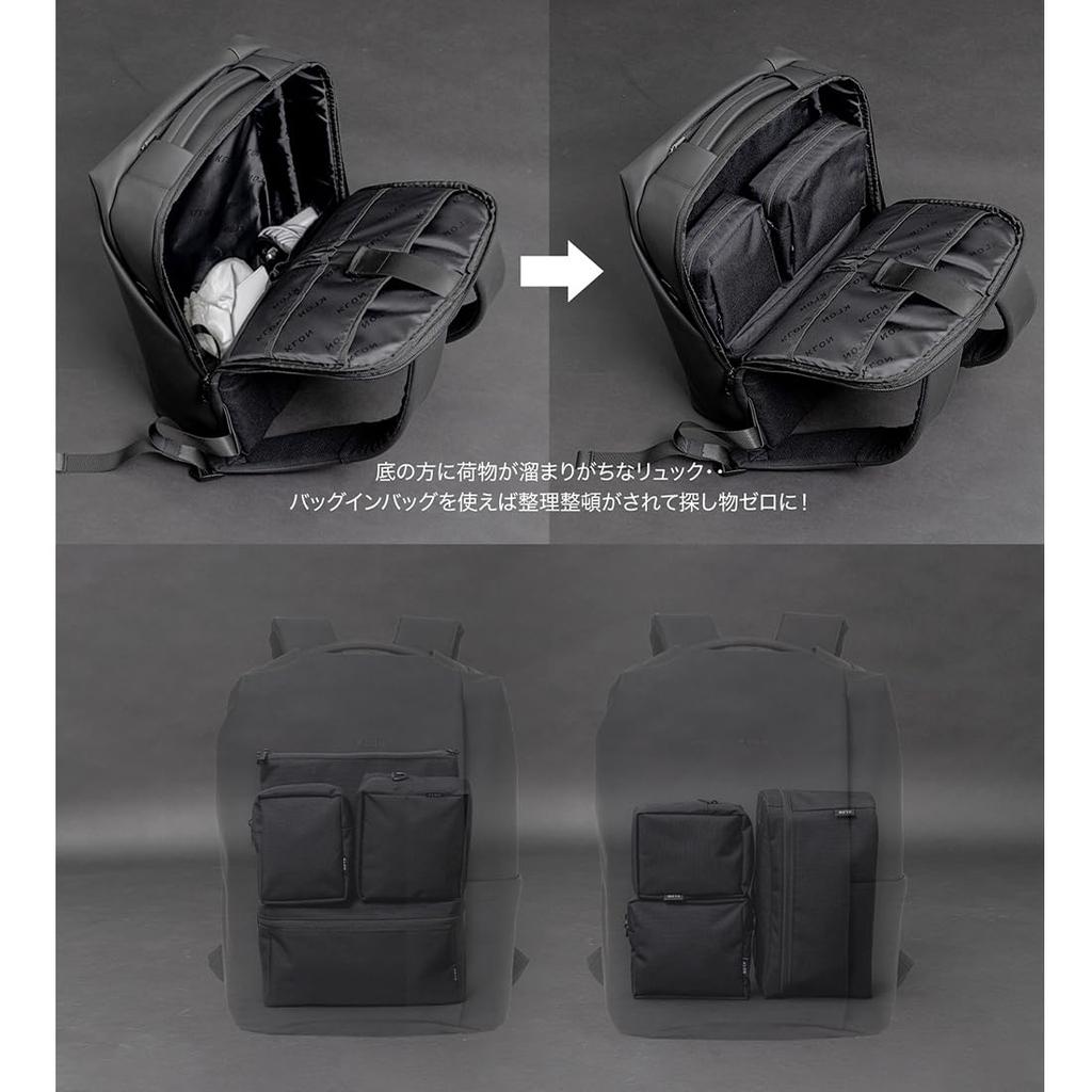 KLON Zaino Impermeabile e Leggero per Uomo e Donna, Nero, Design Semplice, Zaino Rivestito Opaco-FFX02