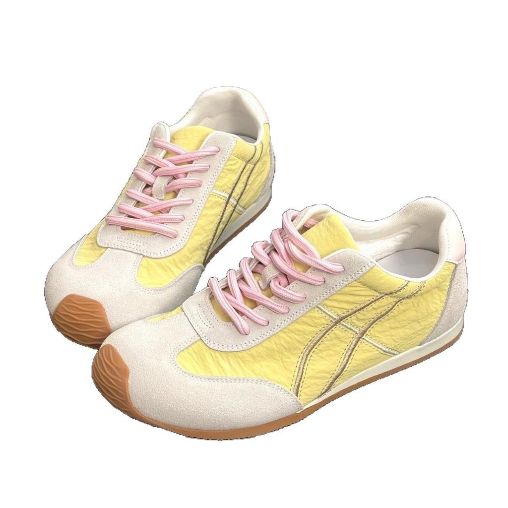 Macaron Platform German Training Shoes Women's 2025 Spring New Flat Leather Forrest Gump Shoes Casual Versatile Sports Shoes