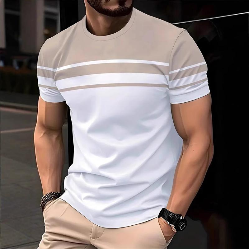 Stripe pattern men's T-shirt simple and fashionable 3D printed T-shirt