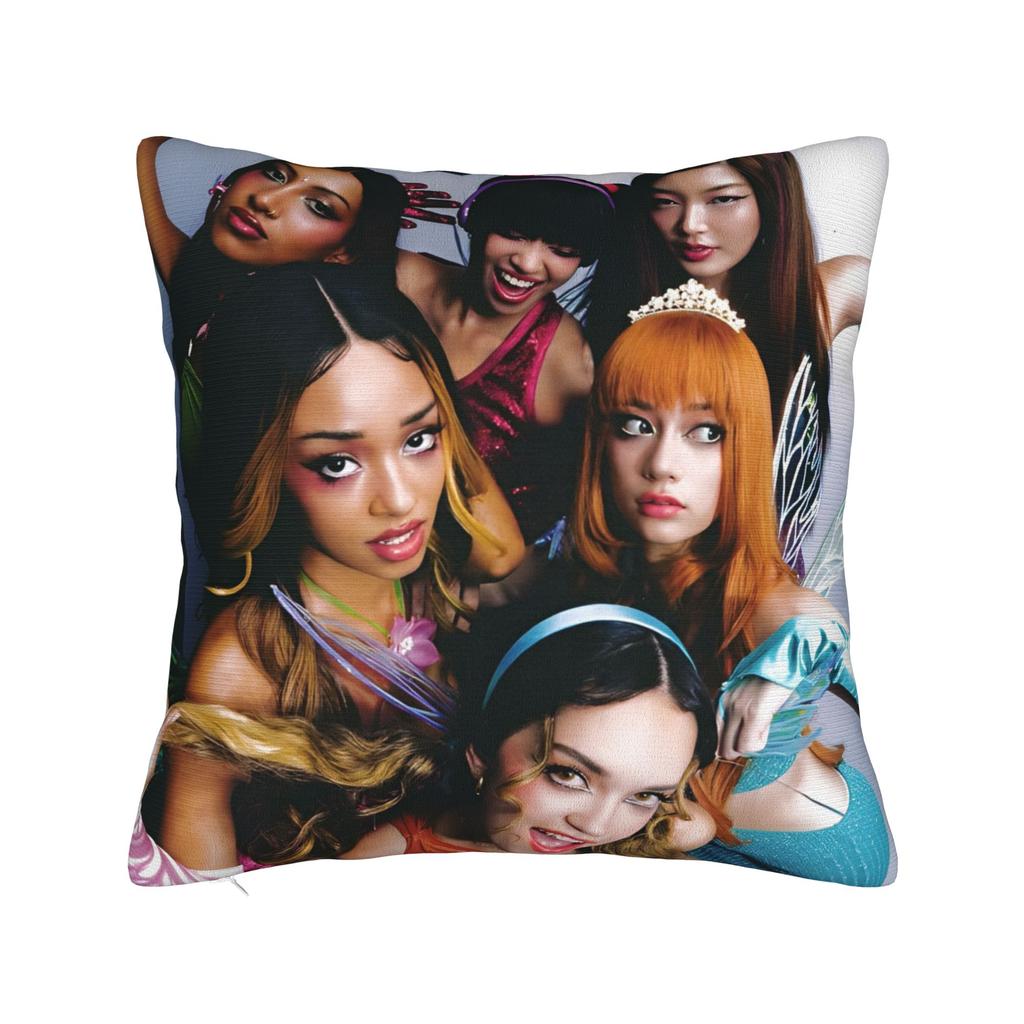 Kpop Katseye Federa per Cuscino Musicale Poliestere Copricuscino Regalo Federa per Cuscino Auto Cerniera 45*45cm