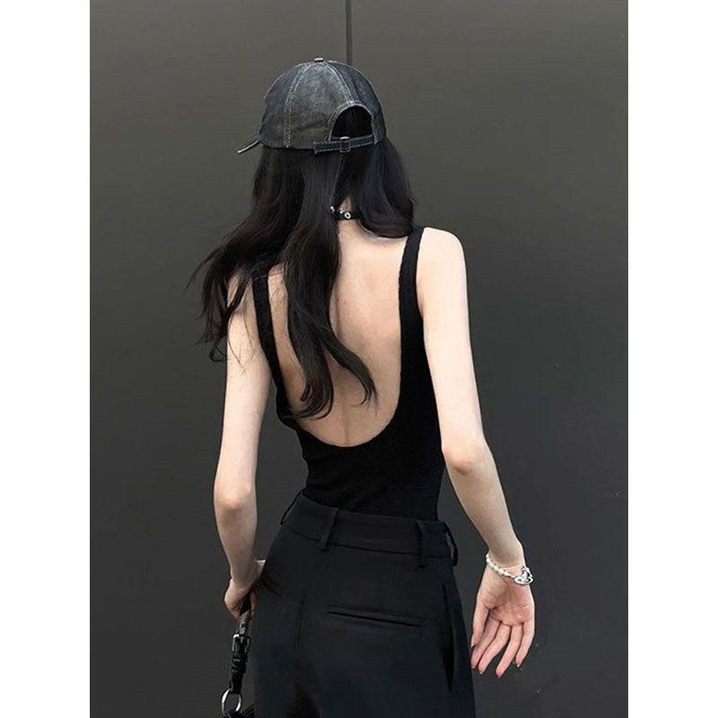 

Women s Padded U-Shaped Backless Camisole - Versatile Layered Top One Size [90-125 jin] чёрный