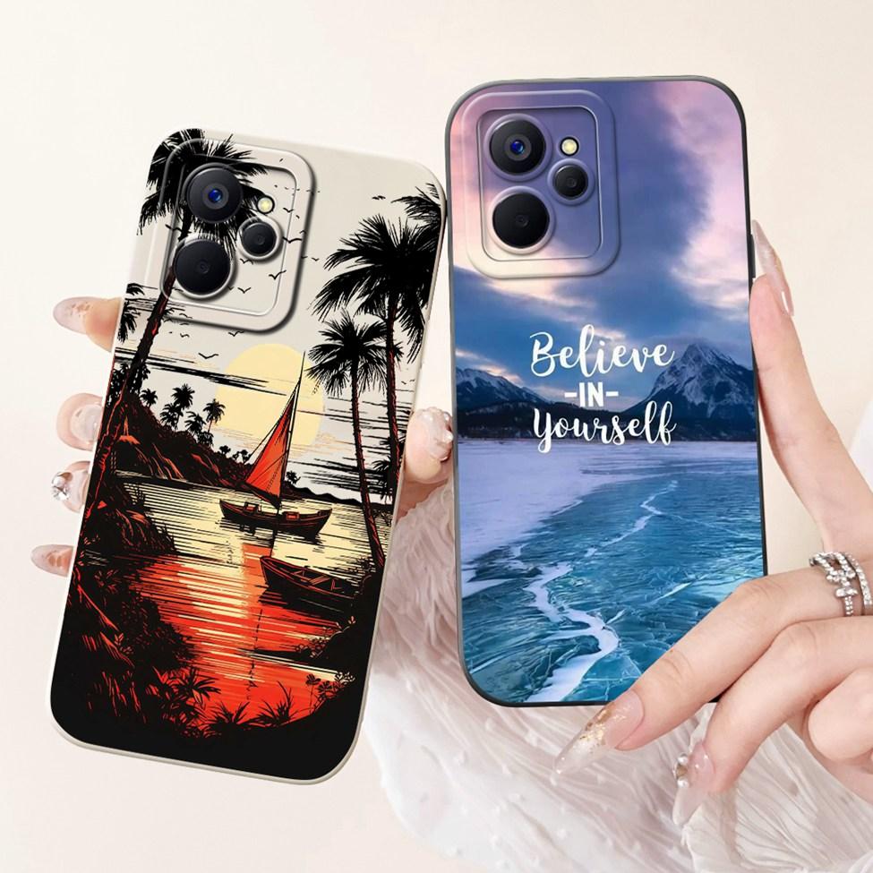 For Realme10 5G China RMX3663 Cover For Realme 10 5G Case Silicone Luxury Fashion Flowers Kawaii Cute Cat Shockproof Phone Case