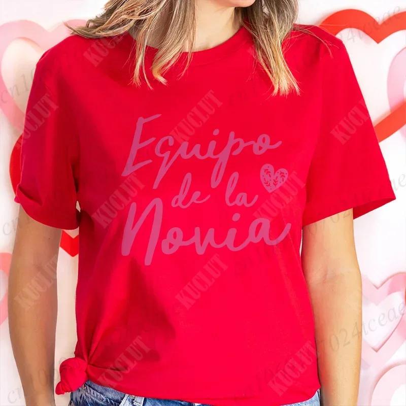 Team Bride Bridesmaid T-Shirt Spanish Girls Bachelorette Hen Party for Women Blouses Single Farewell Tops Bridal Wedding Tees