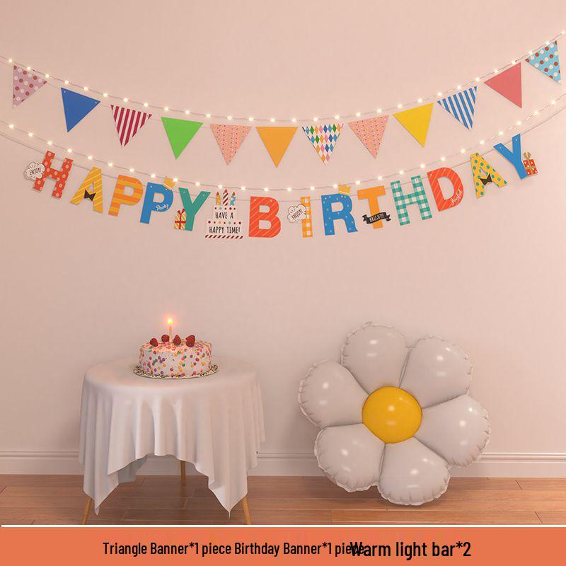 Birthday Pom Pom Bunting Set for Kids - First Party Decor & Photo Props