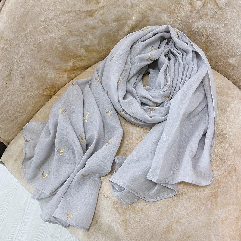 Autumn And Winter Hemp Cotton Bronzing Elk Scarf Widened Long Women'S Shawl Windshield Warm Literary Korean Version Scarf