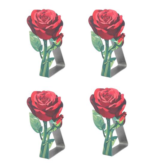 4Pcs Stainless Steel Rose Tablecloth Clip Non-slip Indoor Outdoor Wedding