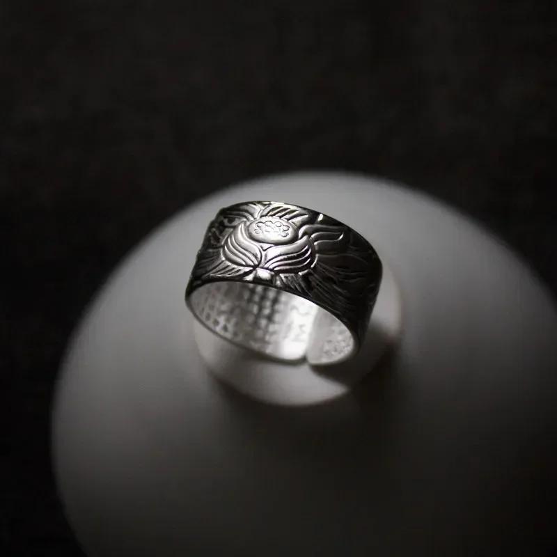 Silver Color Buddhist Ring for Women Tibetan Prayer Copper OM Mantra 7 Chakras Good Luck Women Ring