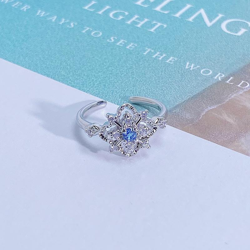 Light Luxury Full Diamond Inlaid Zircon Super Flash High-End Open Ring Niche Exquisite Elegant Personalized Ring