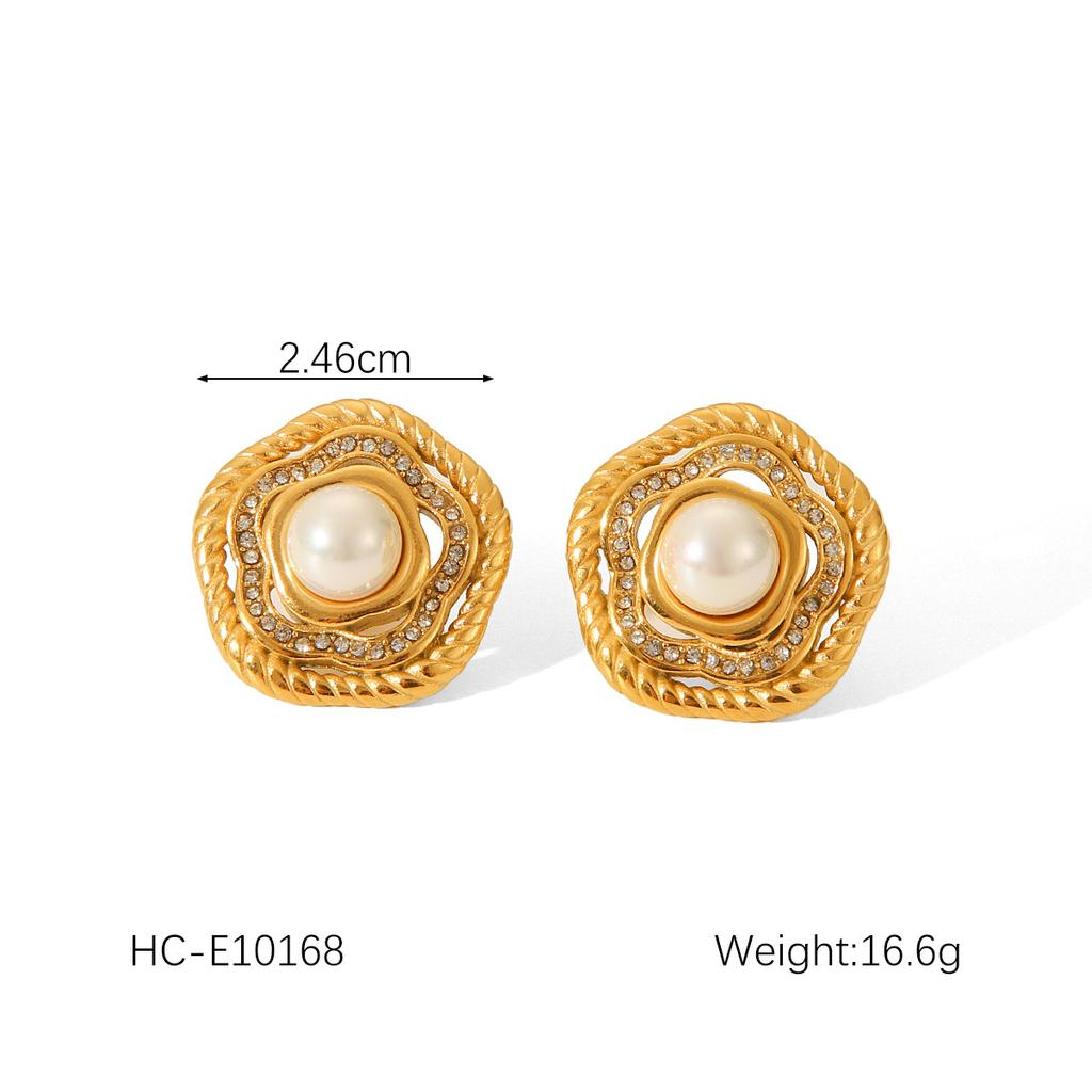 French Luxury Pearl Earrings Titanium Steel Ear Studs Minimalist High-End Fashion Earrings for Women