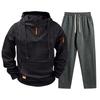 Men's Casual Pullover Hoodie and Jogger Pants Set with Pockets for Fall Winter