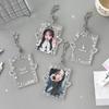Acrylic 3-inch Photocard Holder with Angel Wings Graffiti Style Kpop Photo Card Protector with Keychain Card Cover