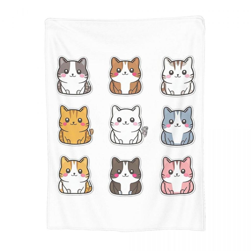 Cute Funny Cat Pattern Blankets Soft Warm Flannel Throw Blanket Plush for Bed Living Room Picnic Travel Home Couch