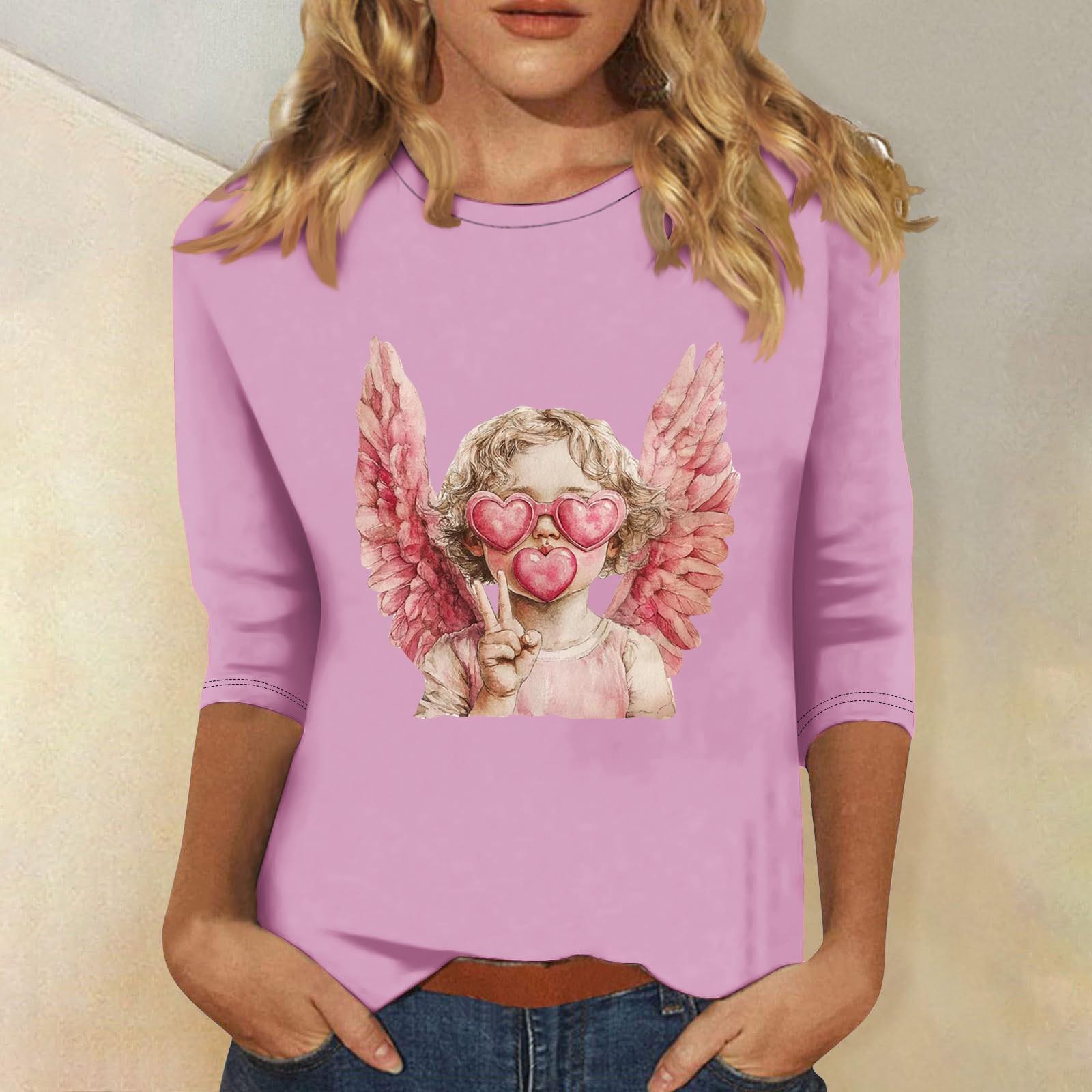 

Женская мода повседневная кофта с рукавом три четверти и круглым вырезом с принтом ко Дню святого Валентина XL арбуз красный