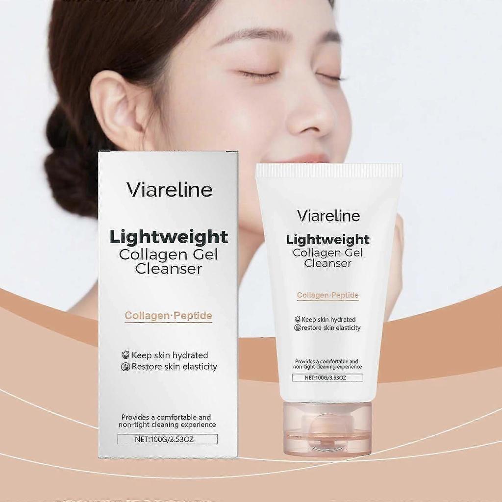Collagen Gel Cleanser, Deep Pore Cleansing Lightweight Daily Gel Cleanser Face Wash for All Skin Types