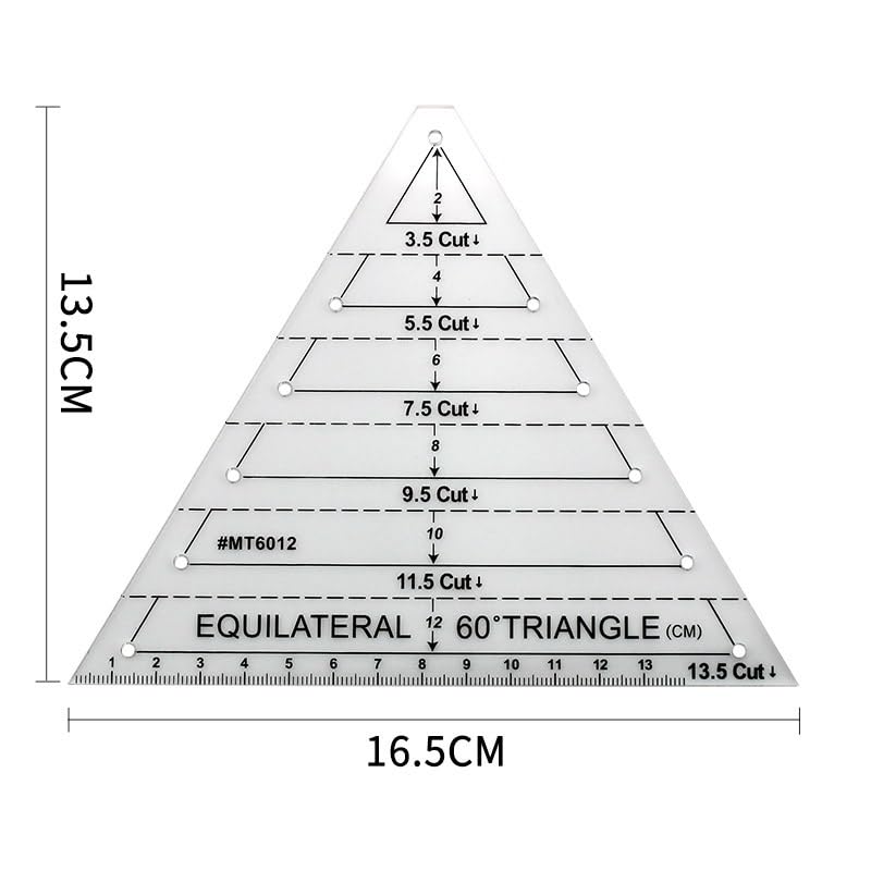 SELECOCO Shaped Ruler for Hexagonal Cutting DIY Quilting, Quilting, Patchwork, Template, (Triangle)