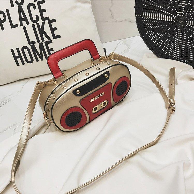 Persönlichkeit Retro-Radio-Form Tasche Damen Niedliche Handtasche Umhängetasche Messenger Bag Rock Crossbody-Tasche