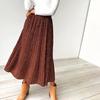 White Dots Floral Print Pleated Midi Skirt Women Elastic High Waist Side Pockets Skirts SummerElegant Female Bottom