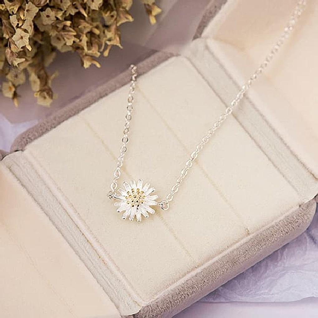 Damen Silber 925 Armband Fußkettchen Kette Gelber Punkt Blume