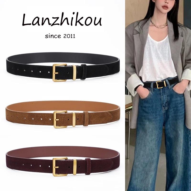 Women's Suede Leather Belt with Niche Jeans Design - Retro, Versatile, High-End Accessory