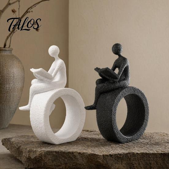 Talos 3D Printed Reading Figurine, Abstract Reader Statue for Home Decor, Modern Minimalist Sculpture Bookshelf Desk Office Ornament