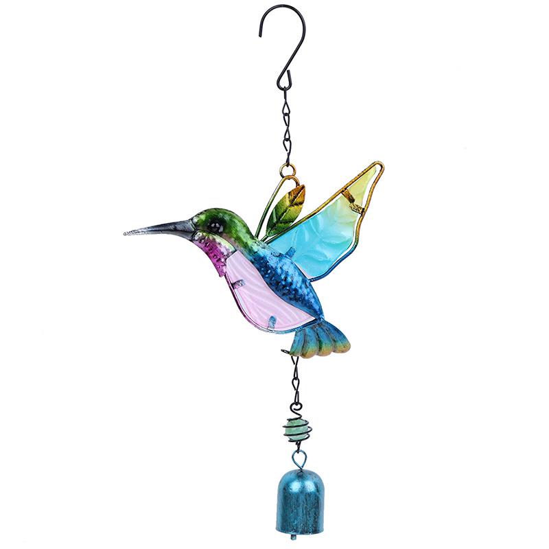 Windspiel Kolibri Metall Glas Bemaltes Handwerk Anhänger Glocke Libelle Vogel Aluminiumrohr Zuhause Hof Hängender Anhänger