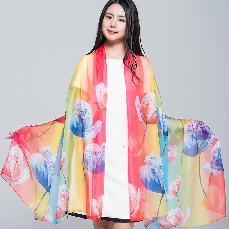 Extra Large Korean Style Chiffon Scarf - Versatile Beach Towel and Sun Protection Shawl for Women
