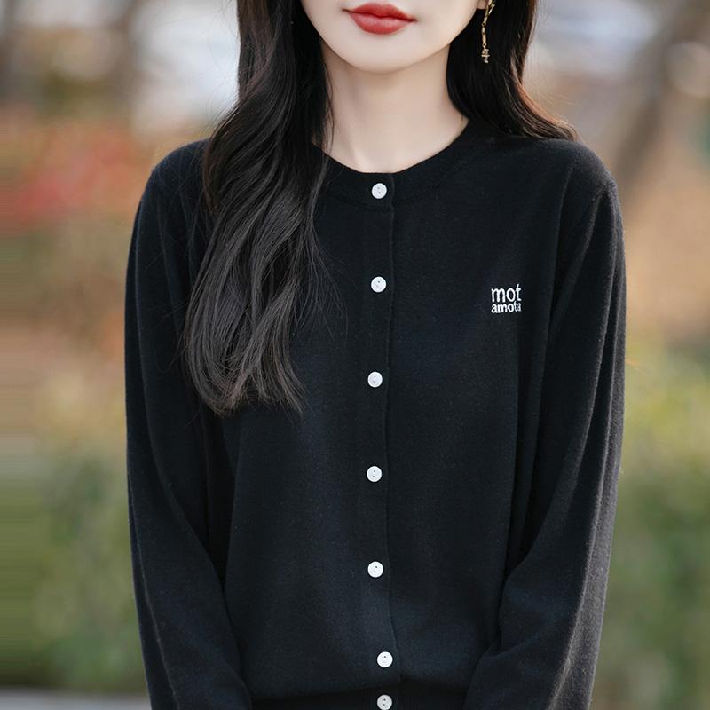 Women's Lightweight 50% Wool 50% Mulberry Silk Cardigan - 4-Season Versatile Knitwear for All-Year Comfort & Style