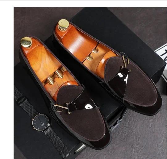 2024 Fashion Pointed Toe Dress Shoes Men Loafers Patent Leather Oxford Shoes for Men Formal Mariage Wedding Shoes Zapatos Hombre