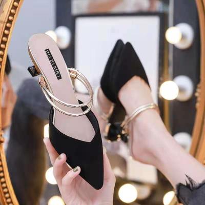 Mit Absatz Spitzschuhe Grüne Pantoletten Sommer 2025 Damen Hausschuhe und Damen Sandalen Pantoletten Bequem zu tragen Luxus Vip H Sandale F