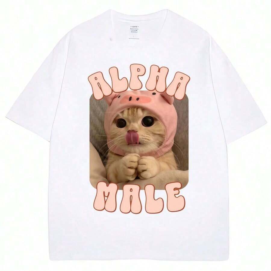 

Funny Alpha Male Cat Graphic T-Shirt Unisex Fashion Aesthetic Kawaii Cute T-Shirt S