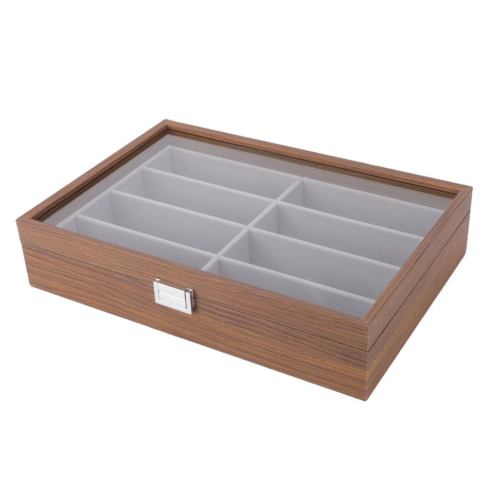 8-Schlitz Sonnenbrillen-Aufbewahrungskoffer Nussbaumholzmaserung Holz-Brillenbox Organizer Aufbewahrung Brillenhalter