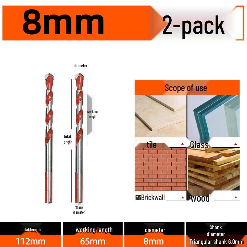 6mm Alloy Triangle Drill Bit for Concrete, Glass, and Cement