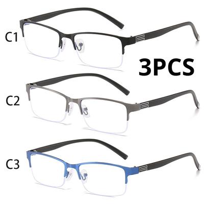 1PCS Metal Half Frame Myopia Glasses Square Anti Blue Light Eyewear Diopter 1 0 To 4 0 For Men Women